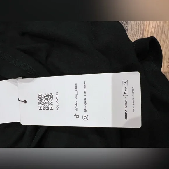 SHEIN Dazy Black Long Sleeve Wrap Women's Top - Picture 3 of 5